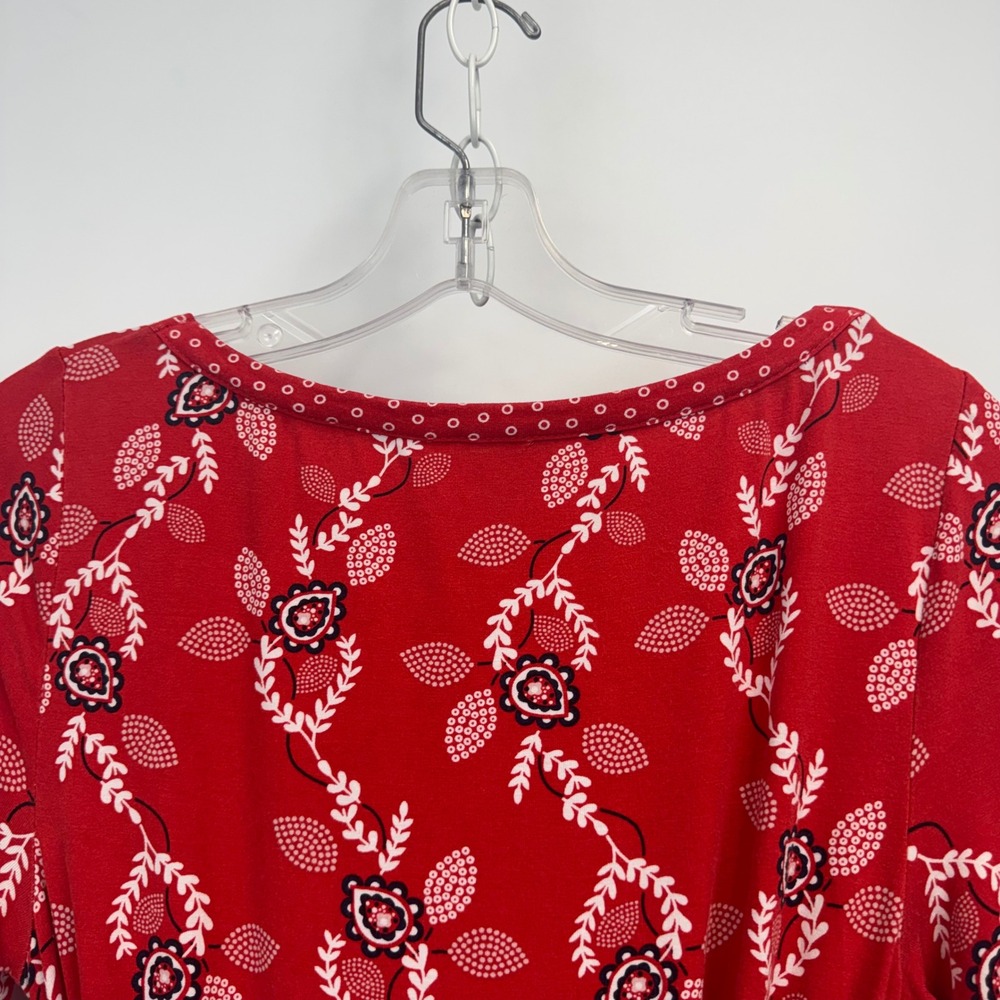 Boden Red Floral Jersey Long Sleeve Belted Mini Dress US 6R UK‎ 10R J0462 - Picture 11 of 11